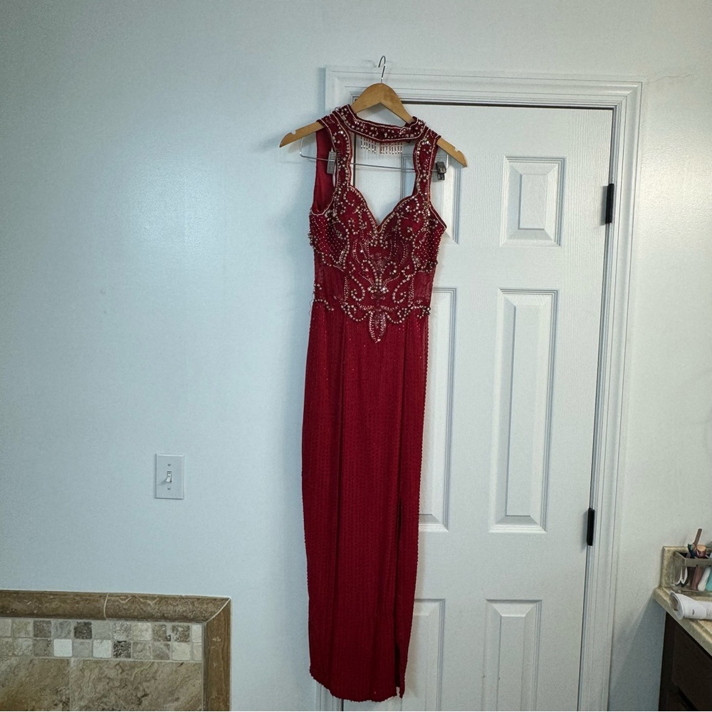Vintage Alyce Design Red Beaded Dress Sz 6